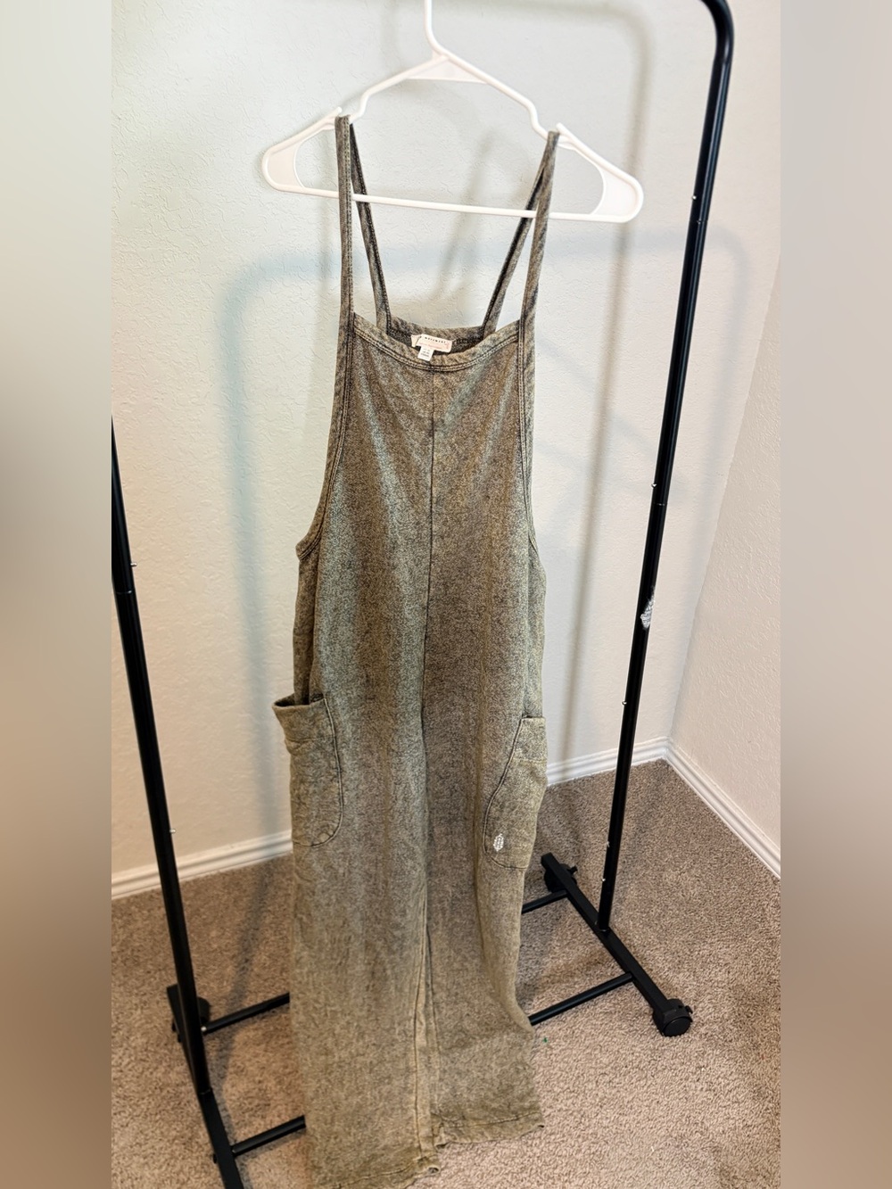 FP Movement by Free People Olive Green Mineral Wash Sleeveless Jumpsuit Romper
